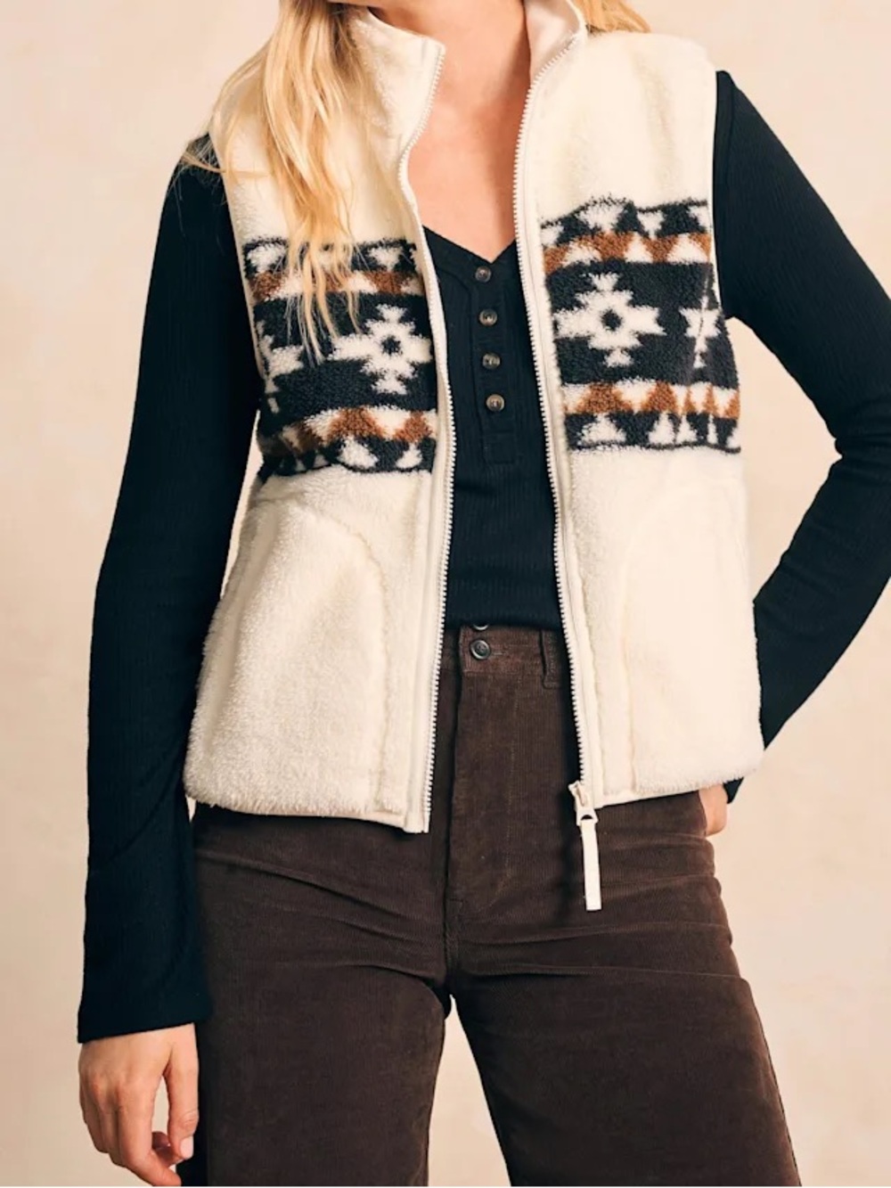 Faherty B.Yellowtail High Pile Fleece Vest Medium